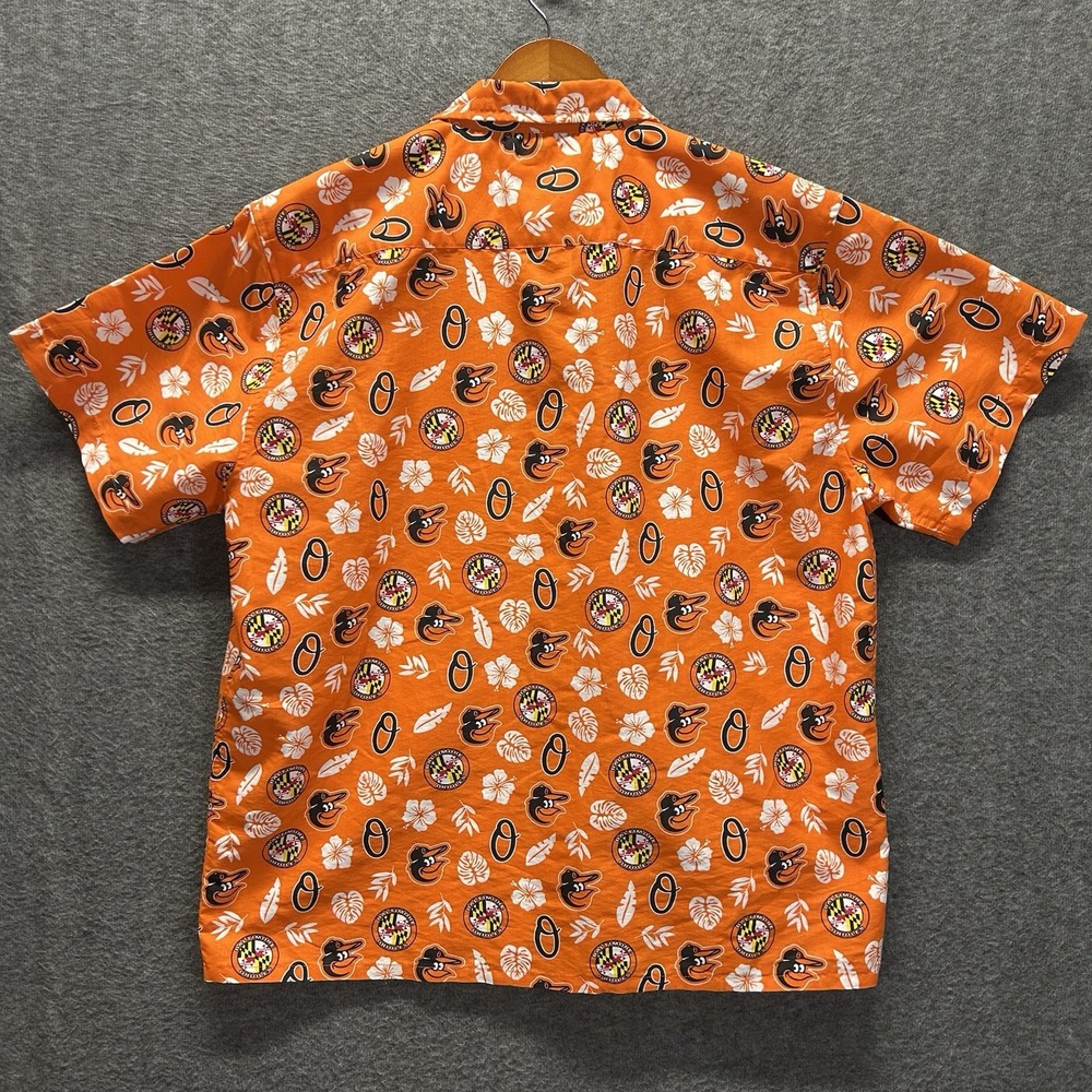 Baltimore Orioles MLB Orange‎ Hawaiian Short Sleeve Button Up Shirt Adult XL - Picture 3 of 6